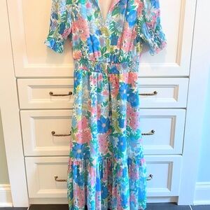 JCrew Floral Blue and Pink Women's Dress